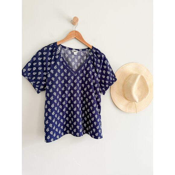 J Crew Factory | NWOT | Cotton poplin top in Riverbed Blue White | Sz M - Picture 2 of 8